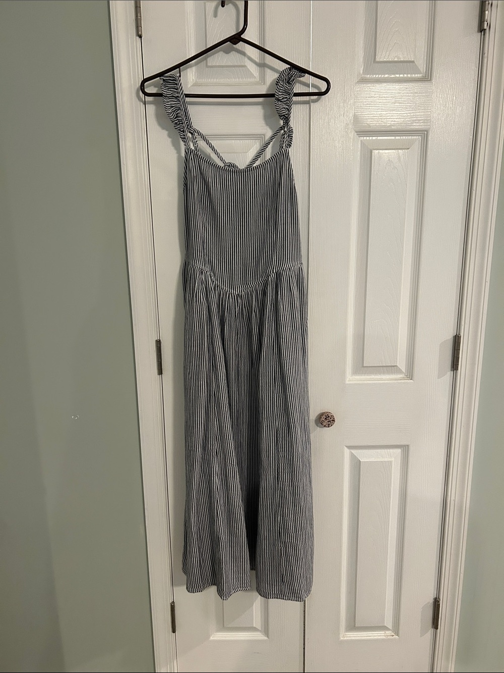 American Eagle Outfitters Blue and White Striped Midi Dress